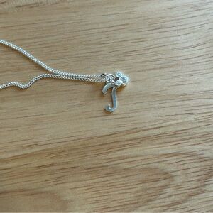 Silver “t” Initial Necklace‎ Rhinestone Mickey Mouse Head Charm 18” Chain Disney